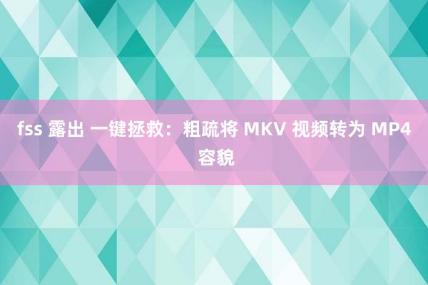 fss 露出 一键拯救：粗疏将 MKV 视频转为 MP4 容貌