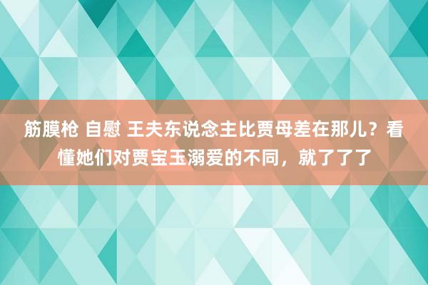 筋膜枪 自慰 王夫东说念主比贾母差在那儿？看懂她们对贾宝玉溺爱的不同，就了了了