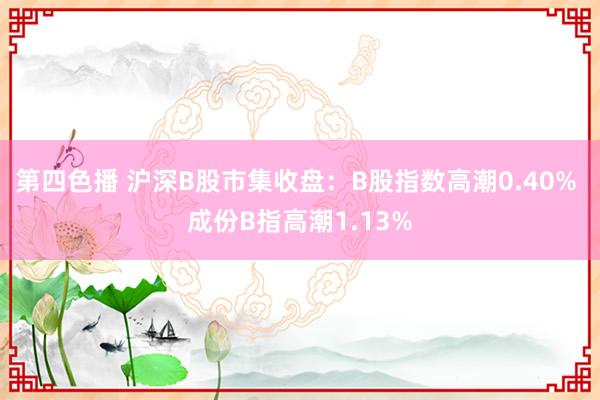 第四色播 沪深B股市集收盘：B股指数高潮0.40% 成份B指高潮1.13%