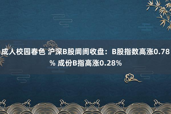 成人校园春色 沪深B股阛阓收盘：B股指数高涨0.78% 成份B指高涨0.28%