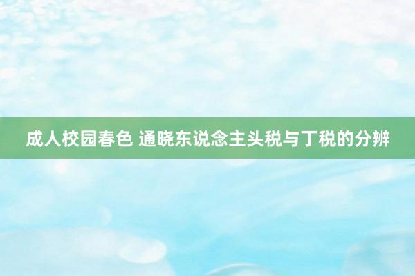 成人校园春色 通晓东说念主头税与丁税的分辨