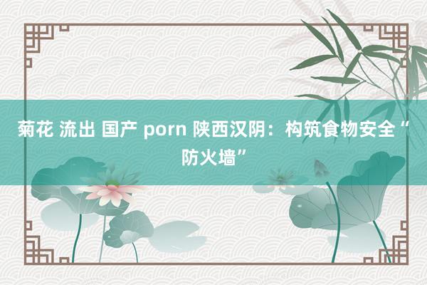 菊花 流出 国产 porn 陕西汉阴：构筑食物安全“防火墙”