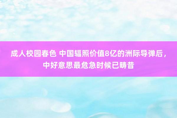 成人校园春色 中国辐照价值8亿的洲际导弹后，中好意思最危急时候已畴昔