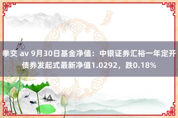 拳交 av 9月30日基金净值：中银证券汇裕一年定开债券发起式最新净值1.0292，跌0.18%