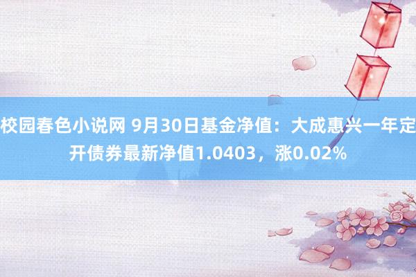 校园春色小说网 9月30日基金净值：大成惠兴一年定开债券最新净值1.0403，涨0.02%