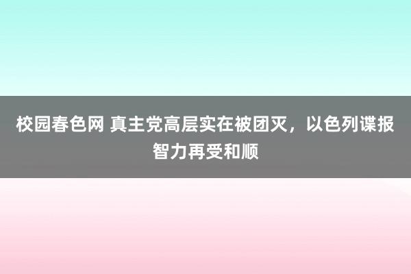 校园春色网 真主党高层实在被团灭，以色列谍报智力再受和顺