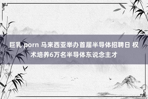 巨乳 porn 马来西亚举办首届半导体招聘日 权术培养6万名半导体东说念主才