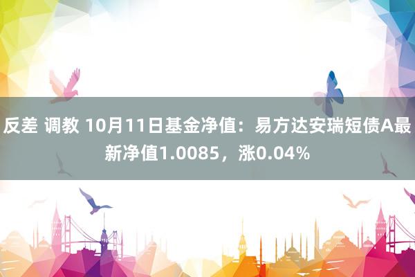 反差 调教 10月11日基金净值：易方达安瑞短债A最新净值1.0085，涨0.04%