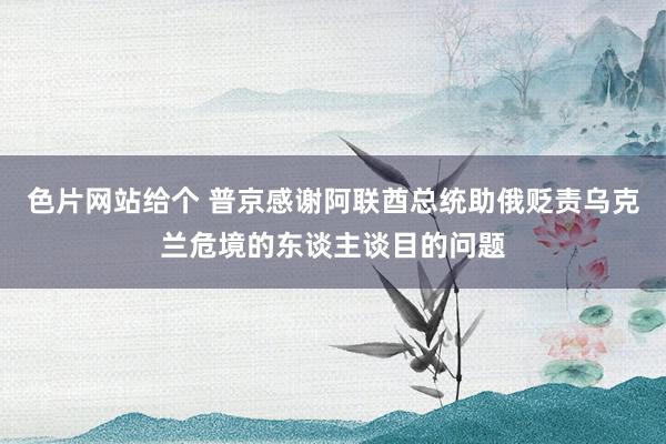 色片网站给个 普京感谢阿联酋总统助俄贬责乌克兰危境的东谈主谈目的问题