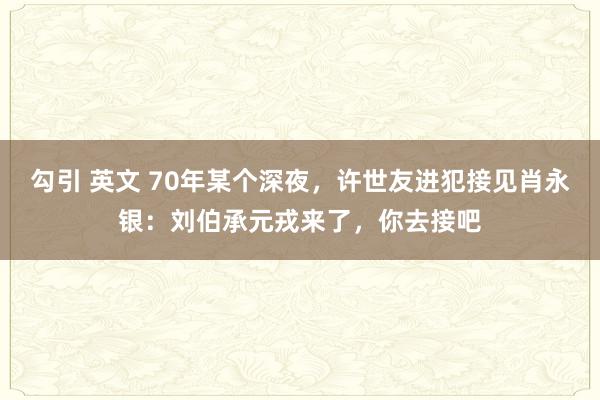 勾引 英文 70年某个深夜，许世友进犯接见肖永银：刘伯承元戎来了，你去接吧