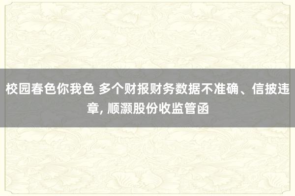 校园春色你我色 多个财报财务数据不准确、信披违章， 顺灏股份收监管函