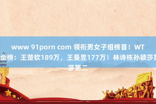 www 91porn com 领衔男女子组榜首！WTT奖金榜：王楚钦189万，王曼昱177万！林诗栋孙颖莎第二