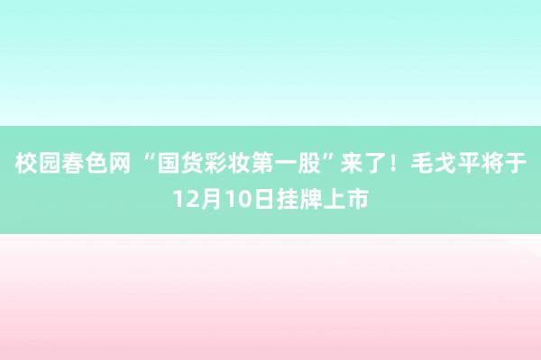 校园春色网 “国货彩妆第一股”来了！毛戈平将于12月10日挂牌上市