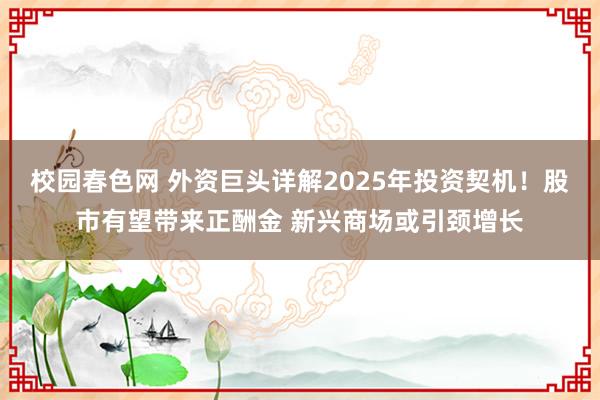 校园春色网 外资巨头详解2025年投资契机！股市有望带来正酬金 新兴商场或引颈增长