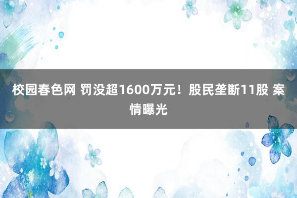 校园春色网 罚没超1600万元！股民垄断11股 案情曝光