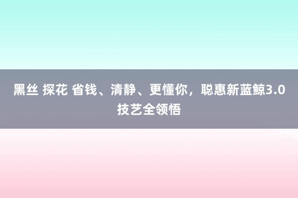 黑丝 探花 省钱、清静、更懂你，聪惠新蓝鲸3.0技艺全领悟