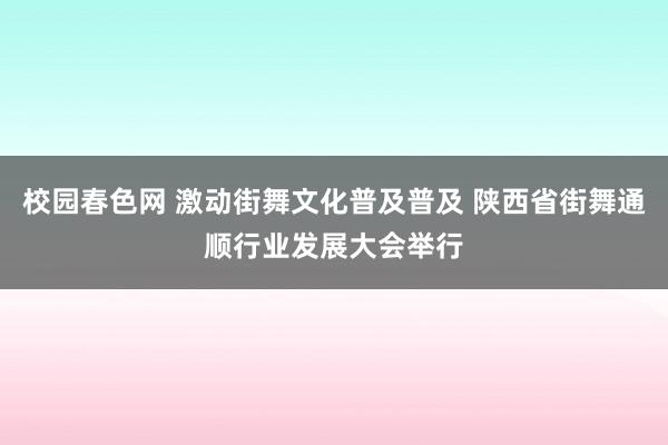 校园春色网 激动街舞文化普及普及 陕西省街舞通顺行业发展大会举行