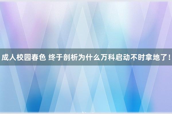 成人校园春色 终于剖析为什么万科启动不时拿地了！