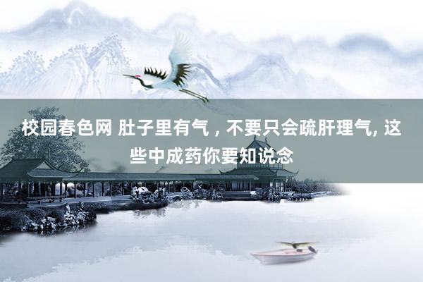 校园春色网 肚子里有气 ， 不要只会疏肝理气， 这些中成药你要知说念