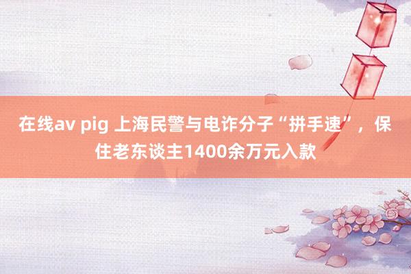 在线av pig 上海民警与电诈分子“拼手速”，保住老东谈主1400余万元入款