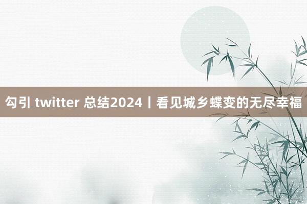 勾引 twitter 总结2024丨看见城乡蝶变的无尽幸福