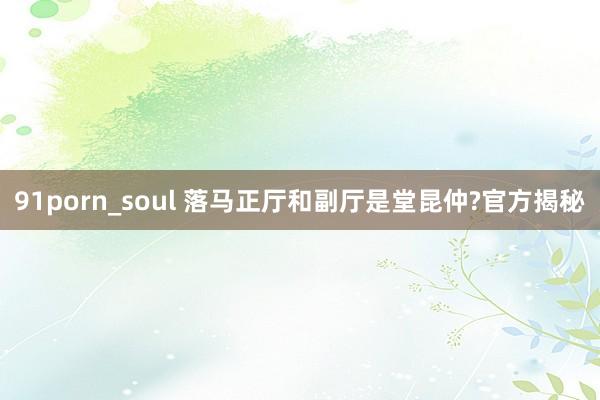 91porn_soul 落马正厅和副厅是堂昆仲?官方揭秘